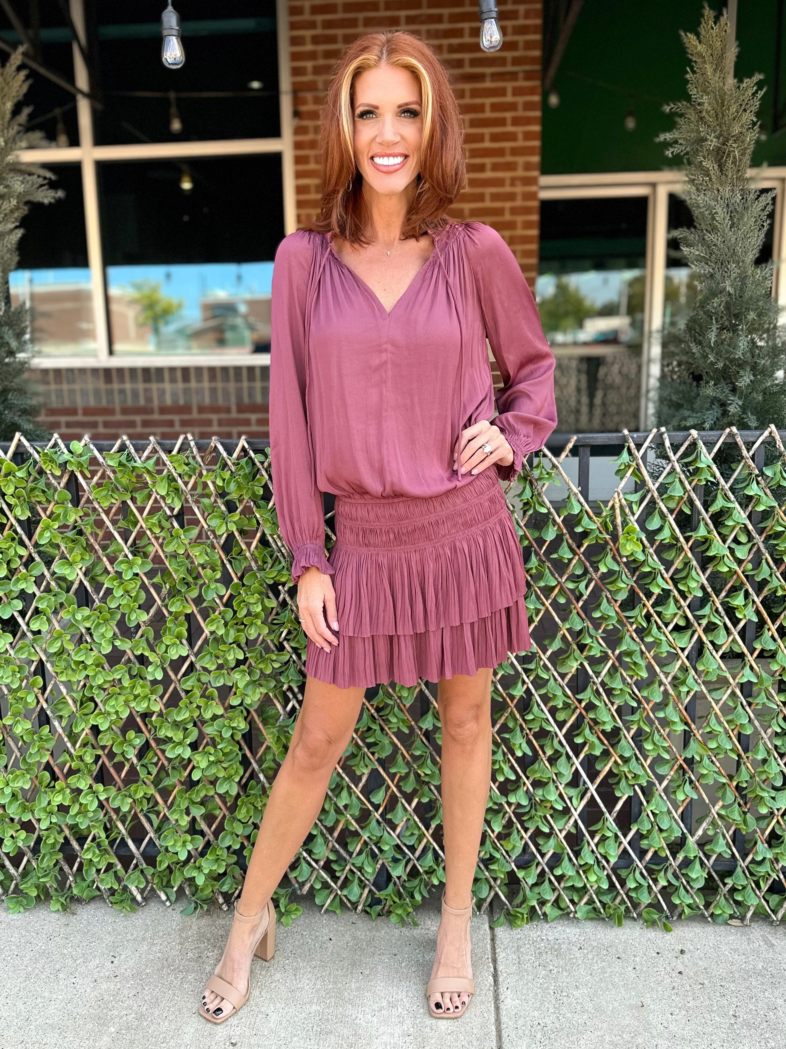 Drop Waist Dress - Deep Rose