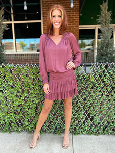 Drop Waist Dress - Deep Rose