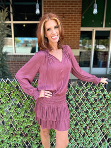 Drop Waist Dress - Deep Rose