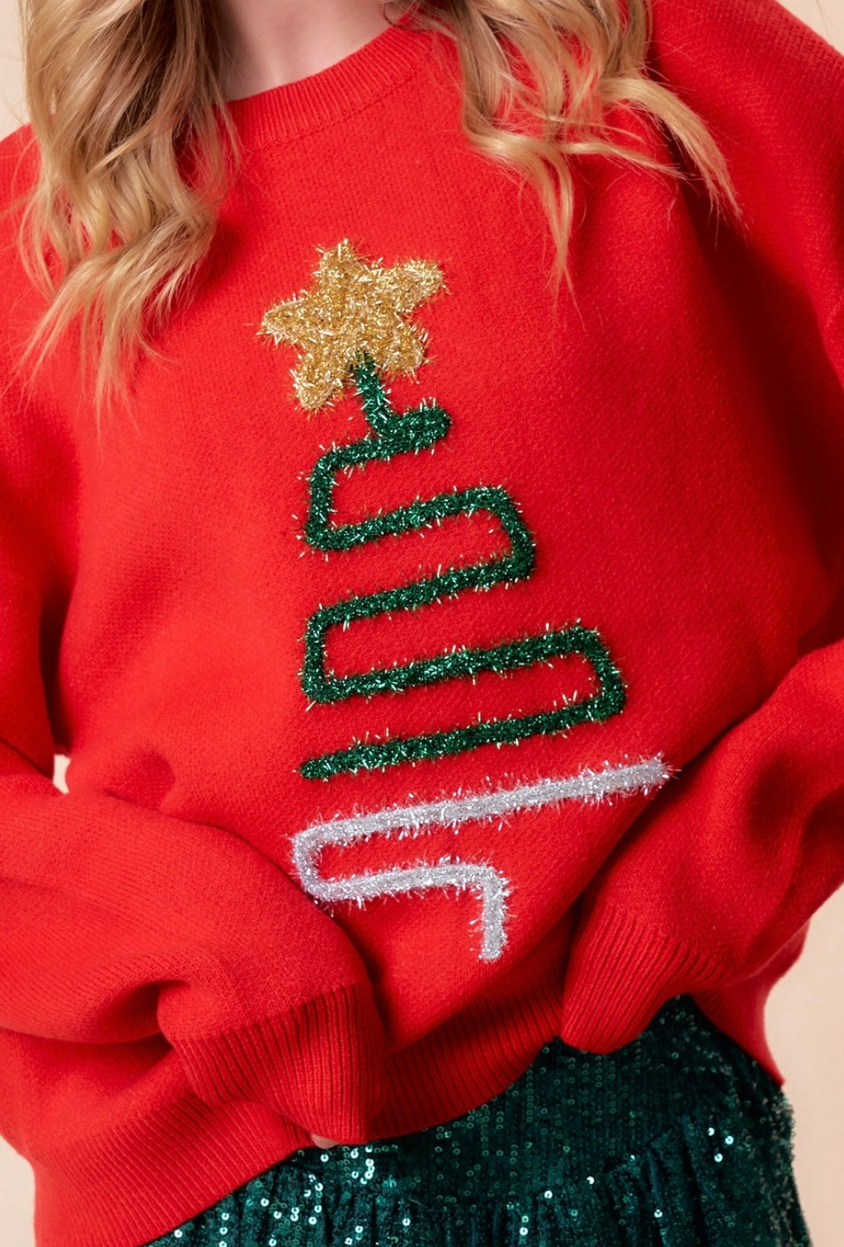 Tinsel Tree Red Sweater