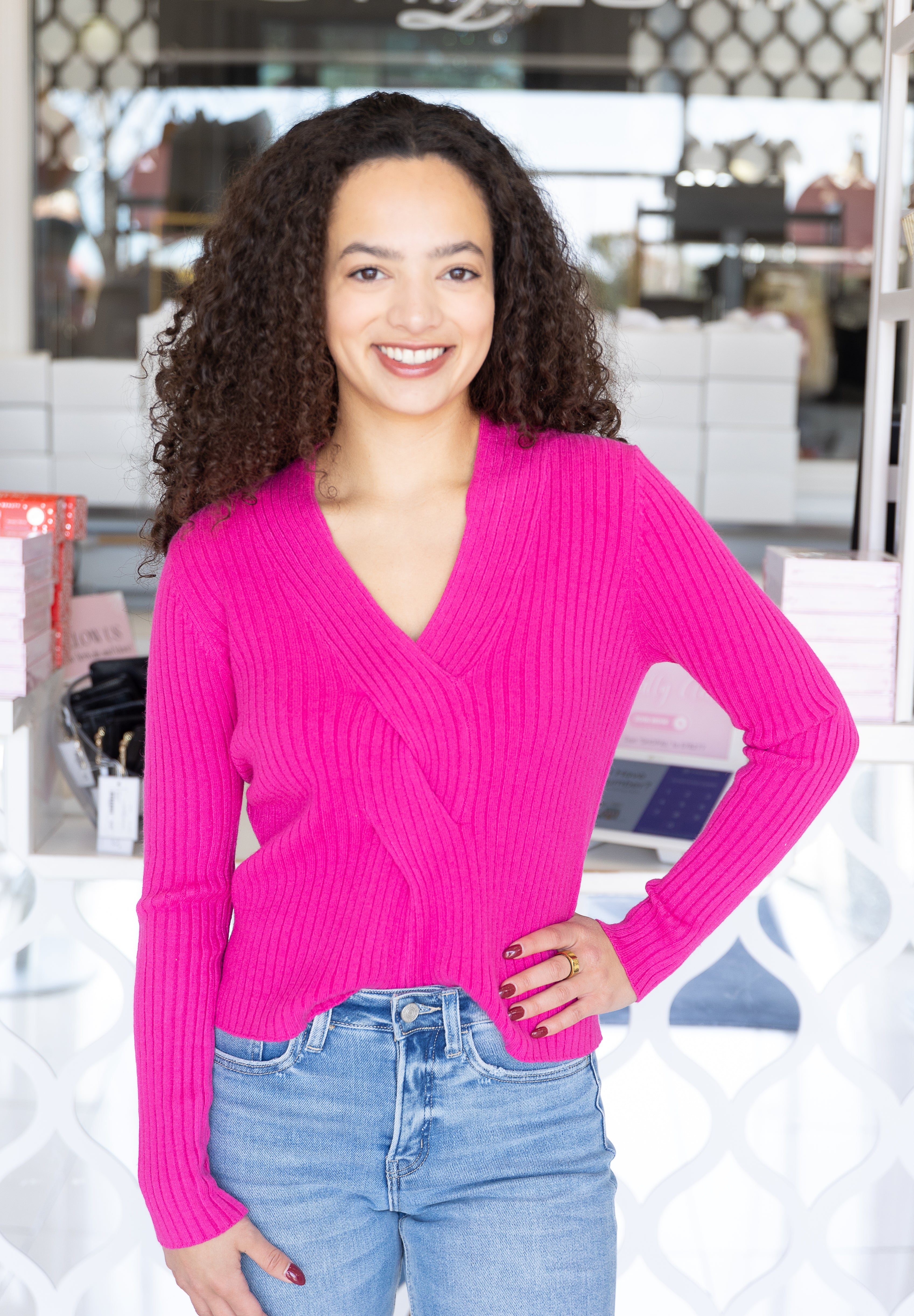 Fuchsia Knot Sweater