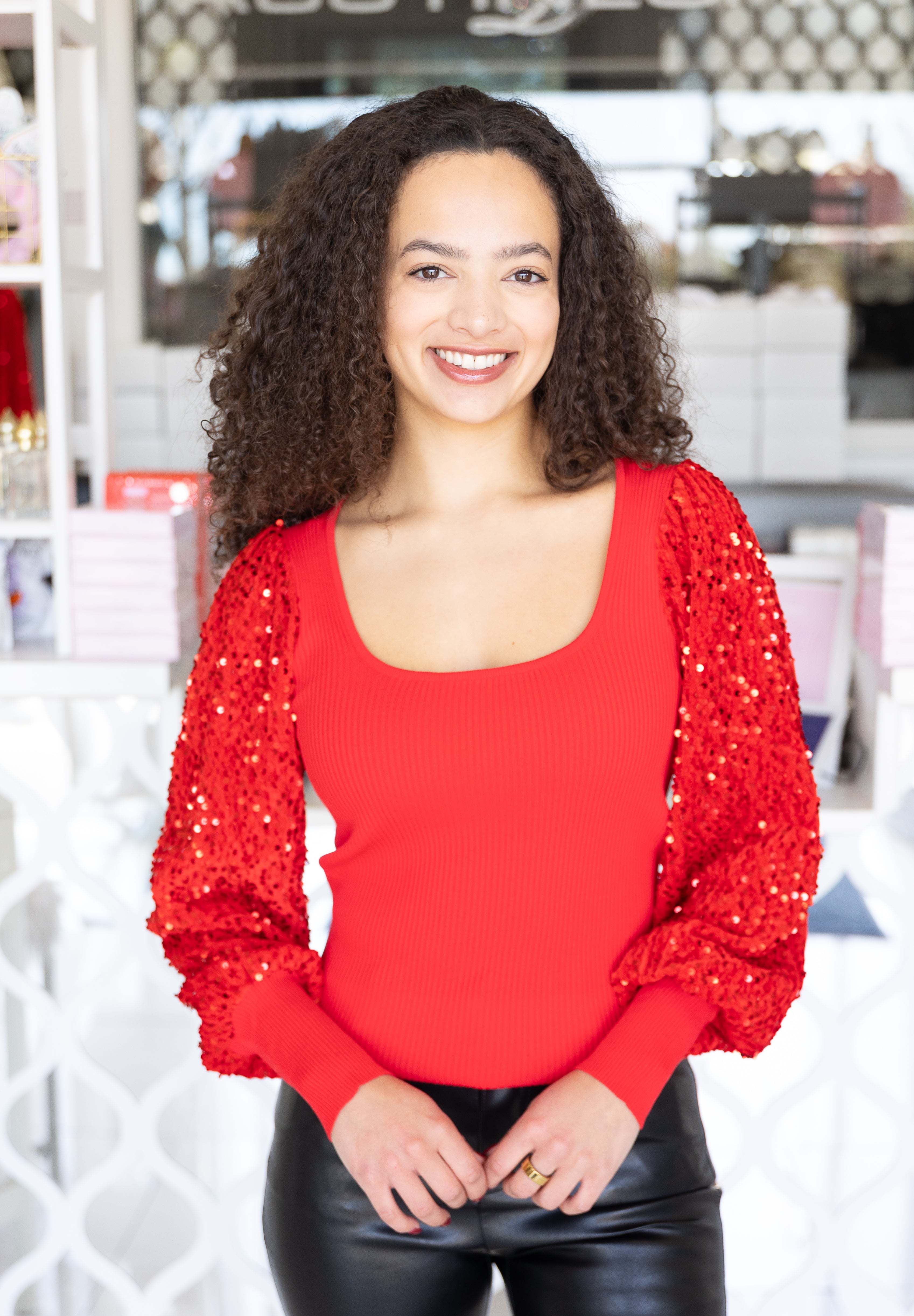 Sequin Sleeve Top