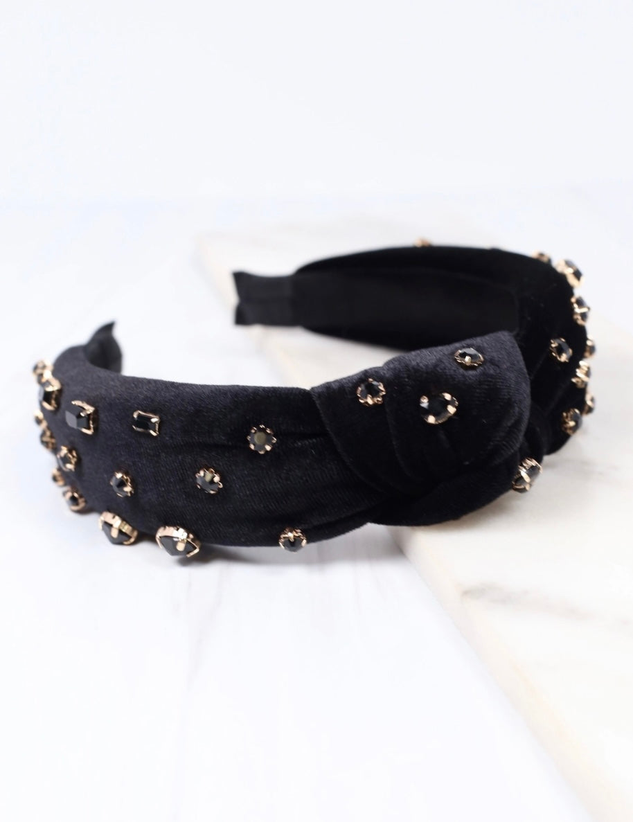 Black Velvet Jeweled Headband