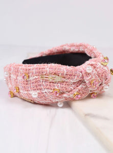 Tweed Nutcracker Headband - Pink