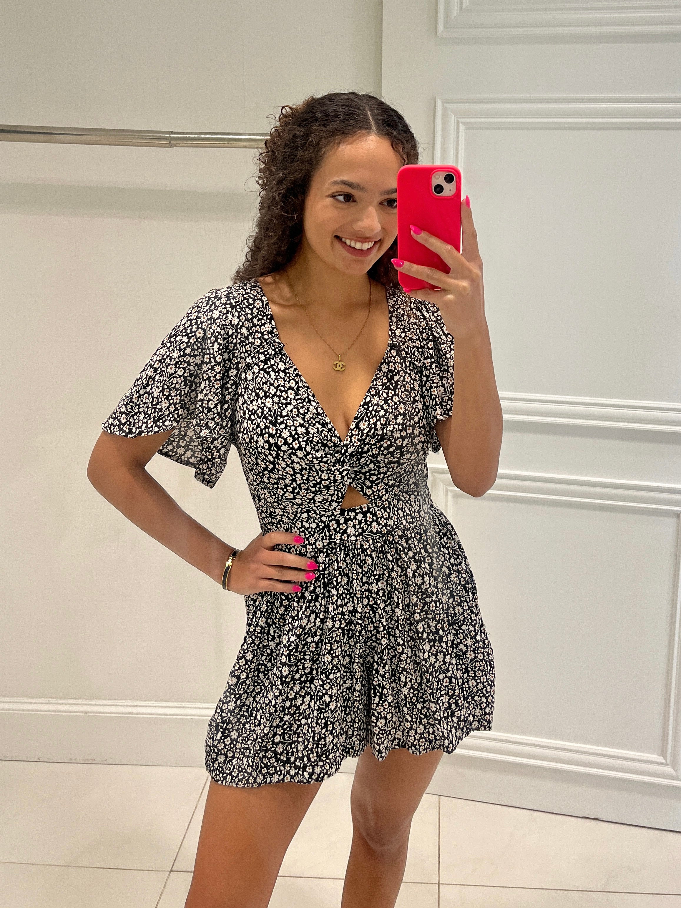 Black Floral Romper