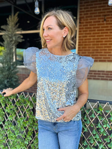 Silver Sequin Top