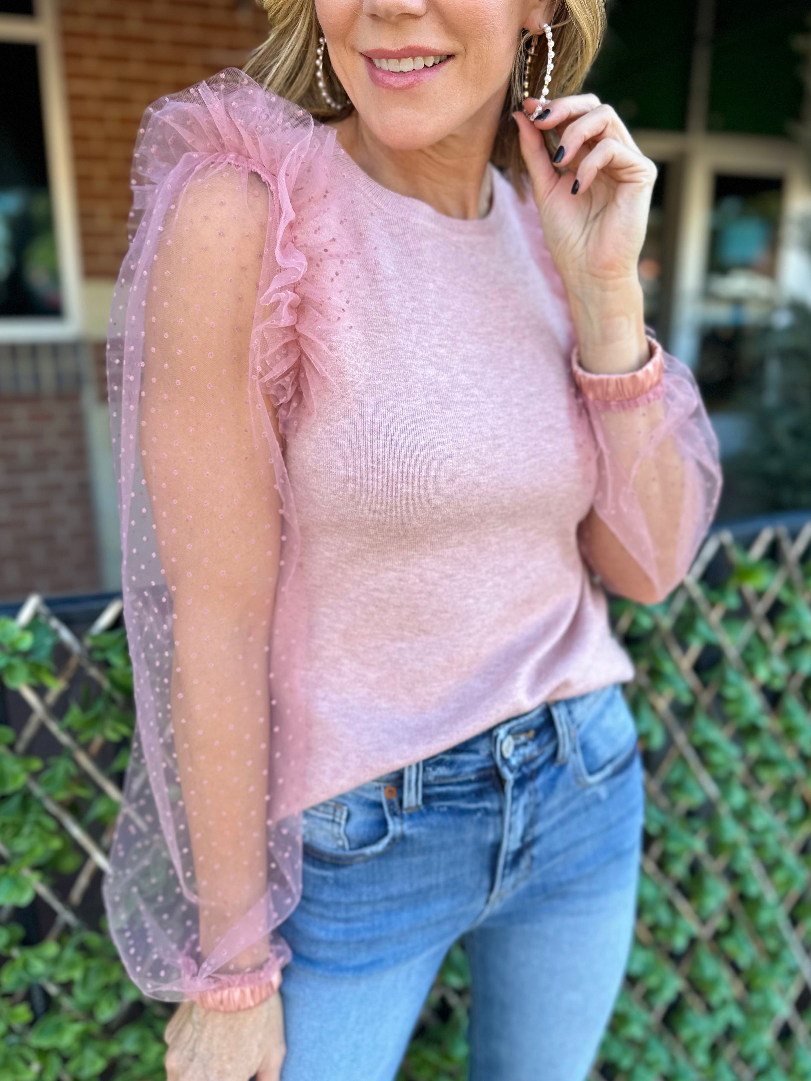 Pink Sheer Knit Top