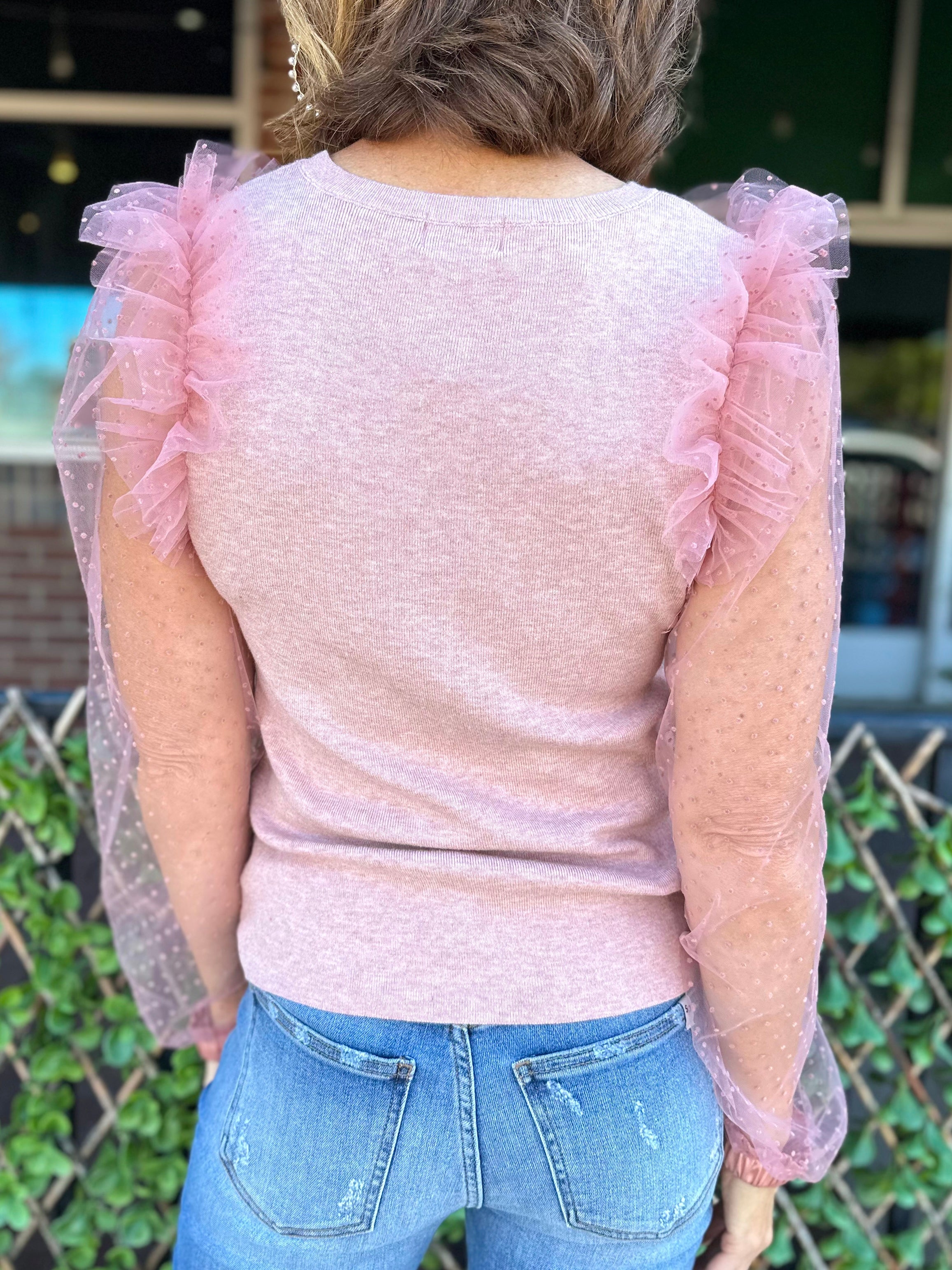 Pink Sheer Knit Top