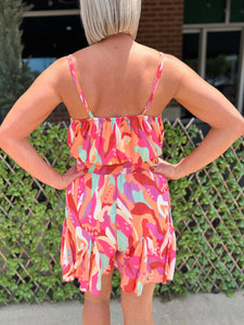 Orange Abstract Romper