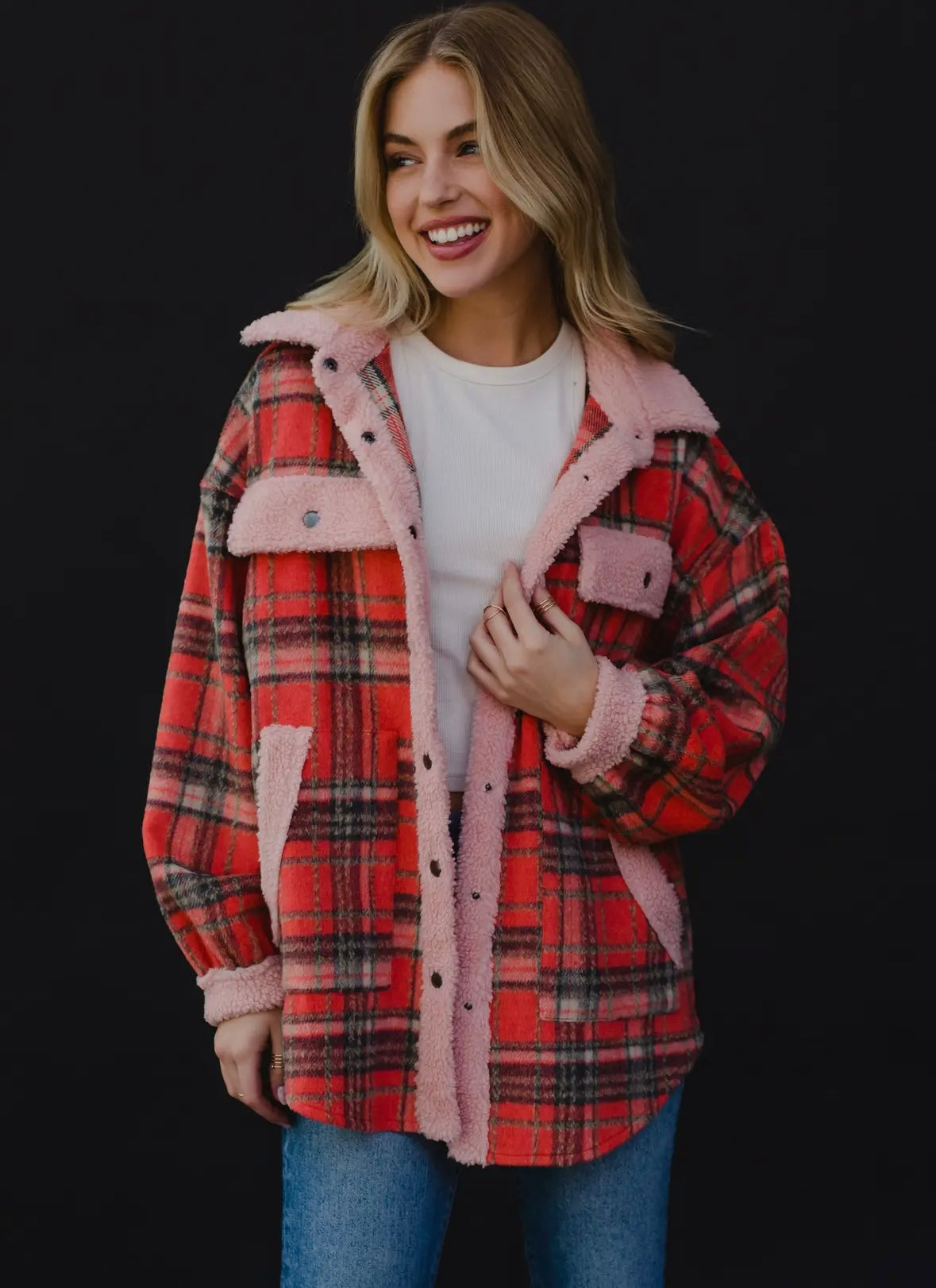 Pink & Red Plaid Jacket