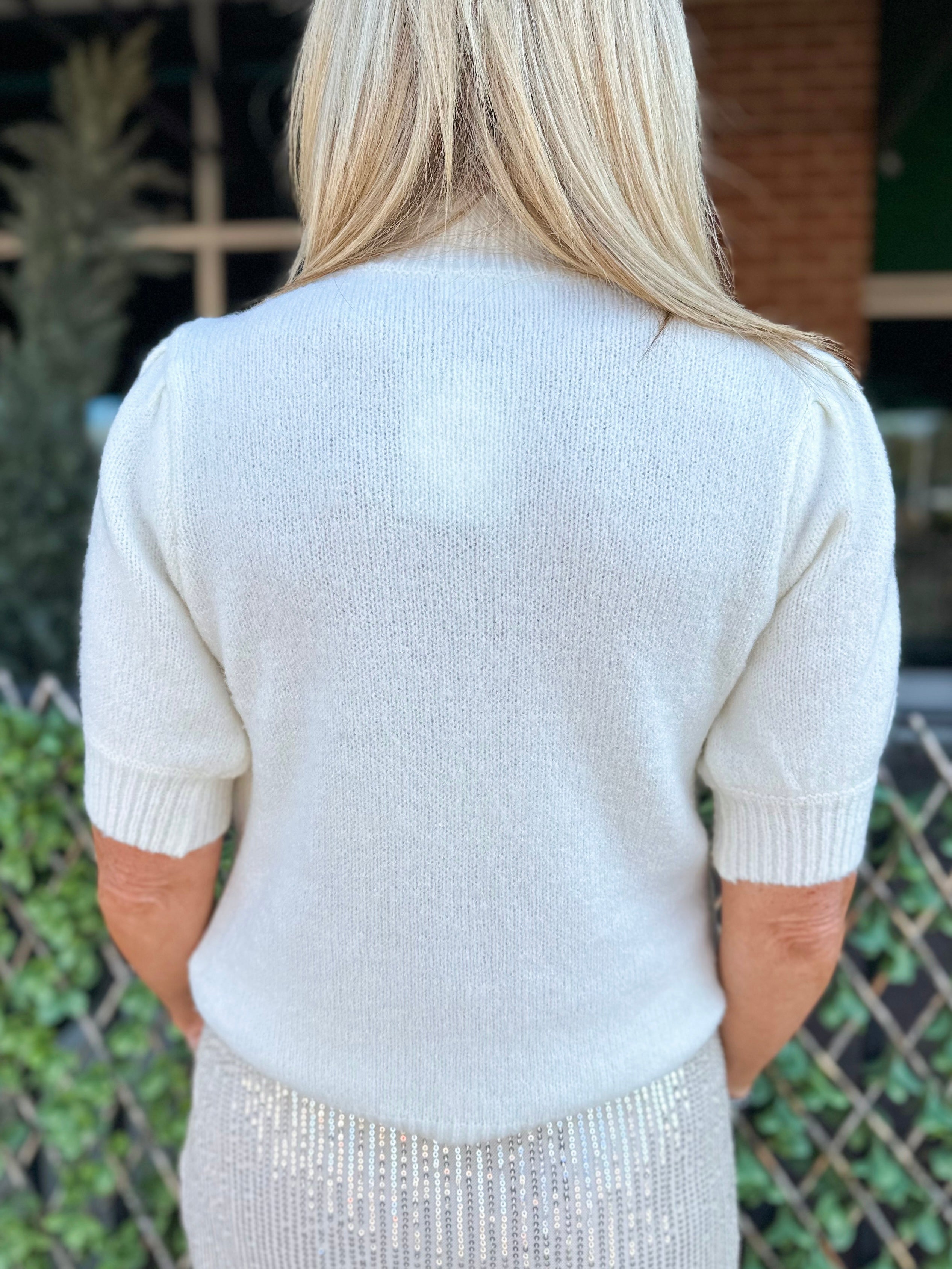 Short Sleeve Sweater - Cream