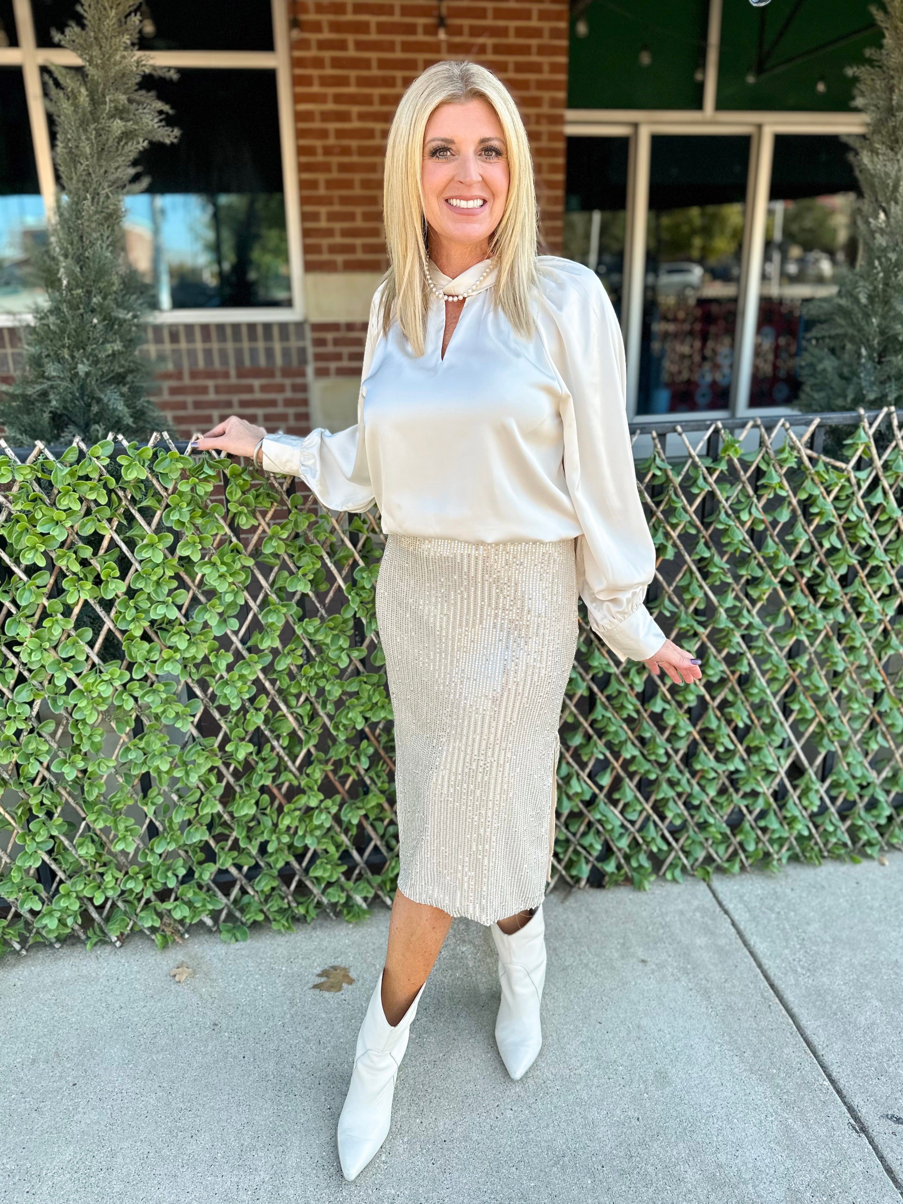 Satin Keyhole Blouse