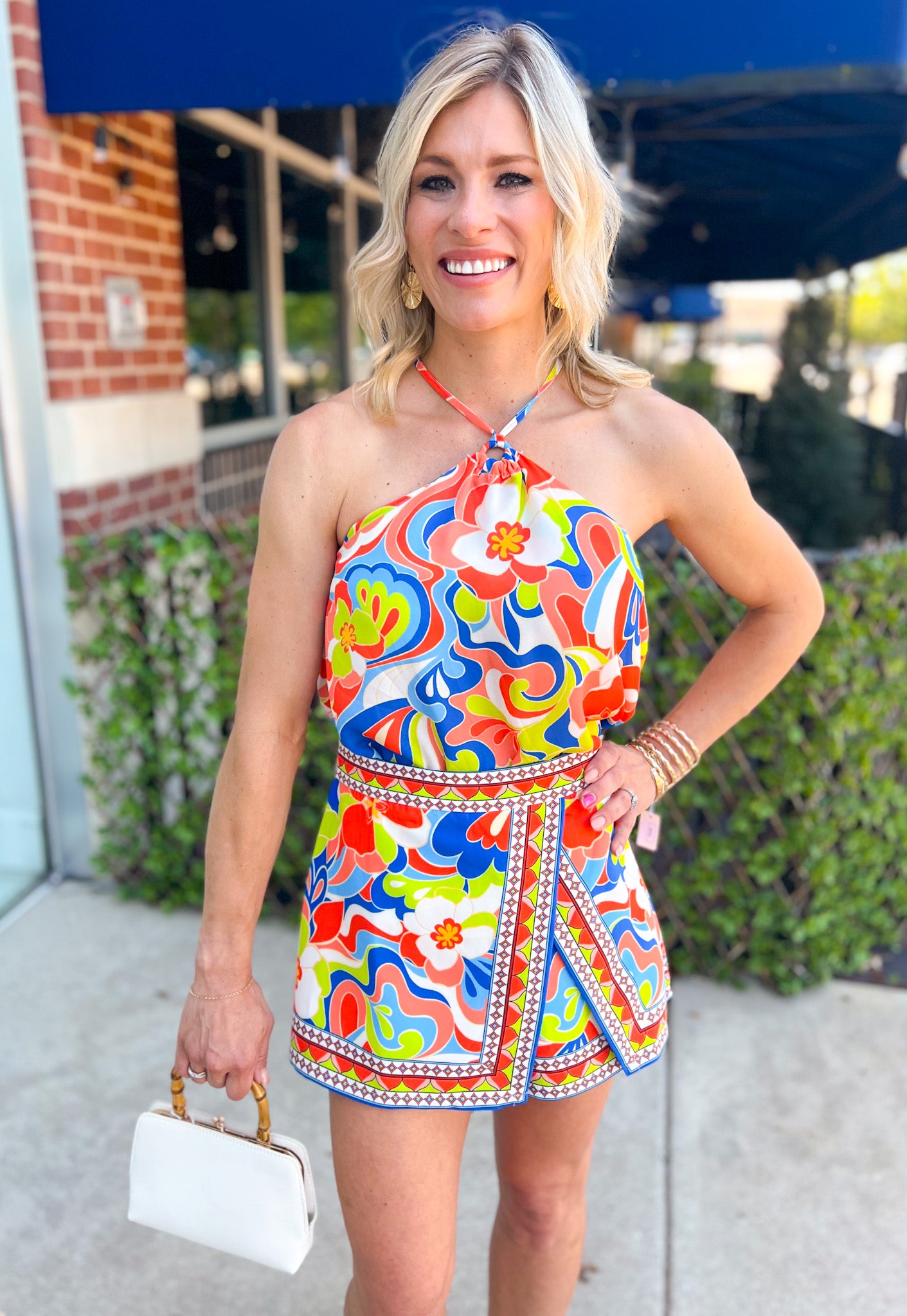 Coral Print Halter Top