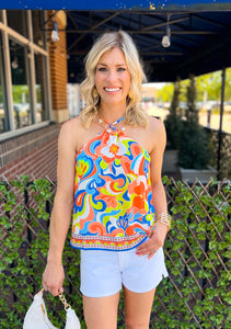 Coral Print Halter Top