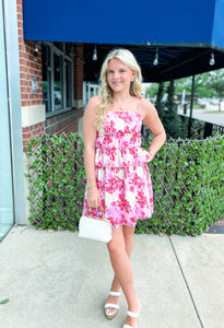 Pink Flower Ruffle Dress