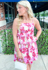 Pink Flower Ruffle Dress