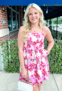 Pink Flower Ruffle Dress