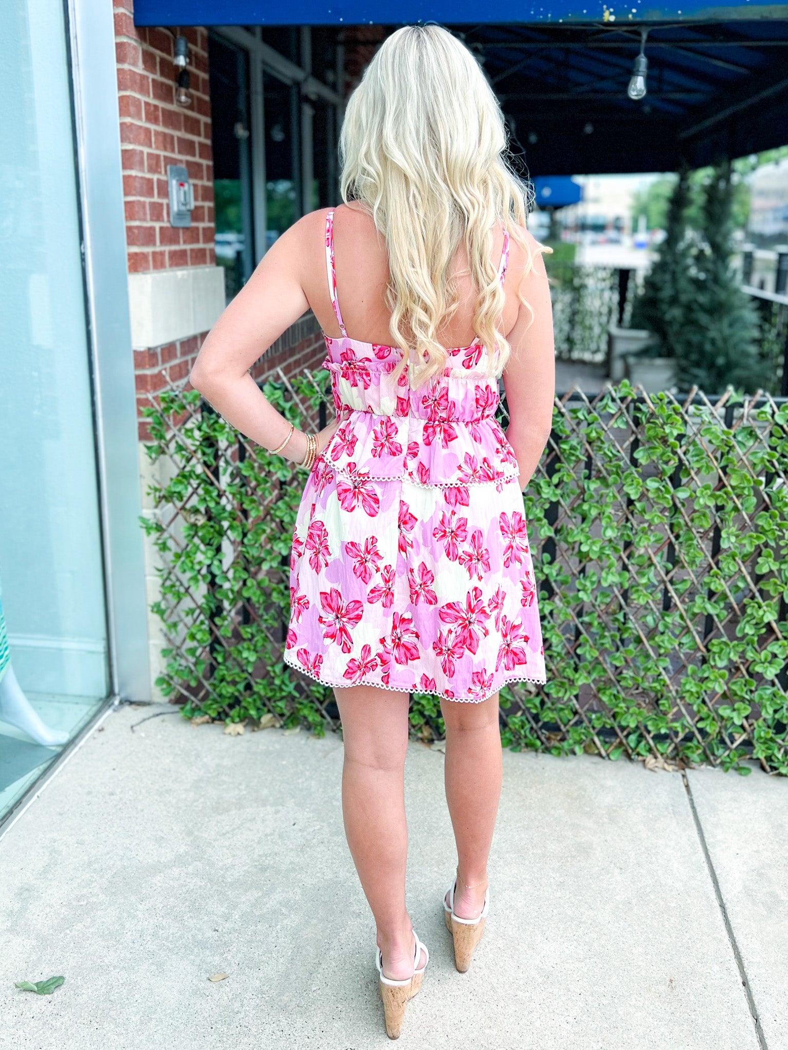 Pink Flower Ruffle Dress