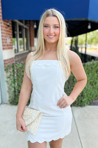 White Scalloped Dress