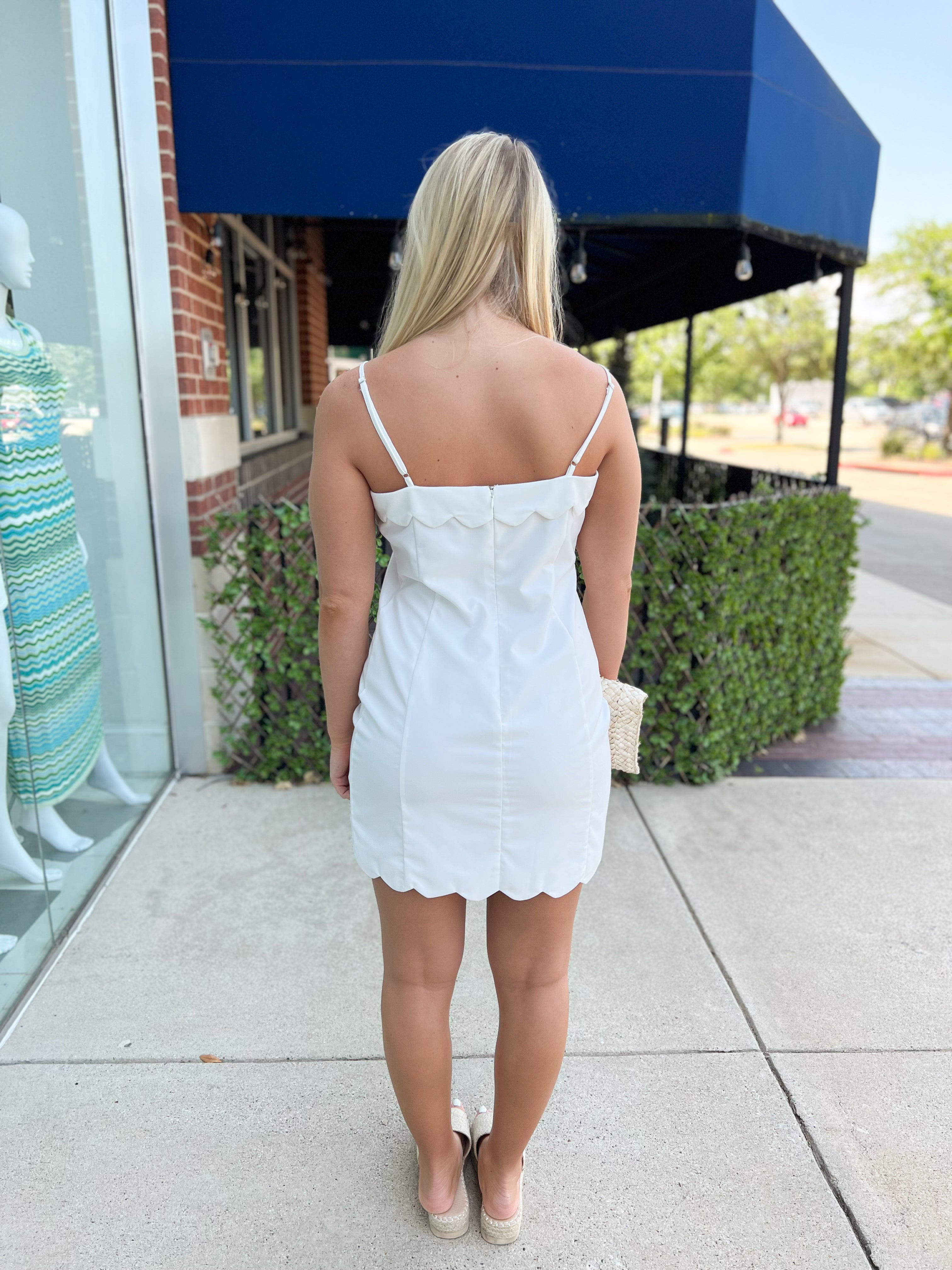 White Scalloped Dress