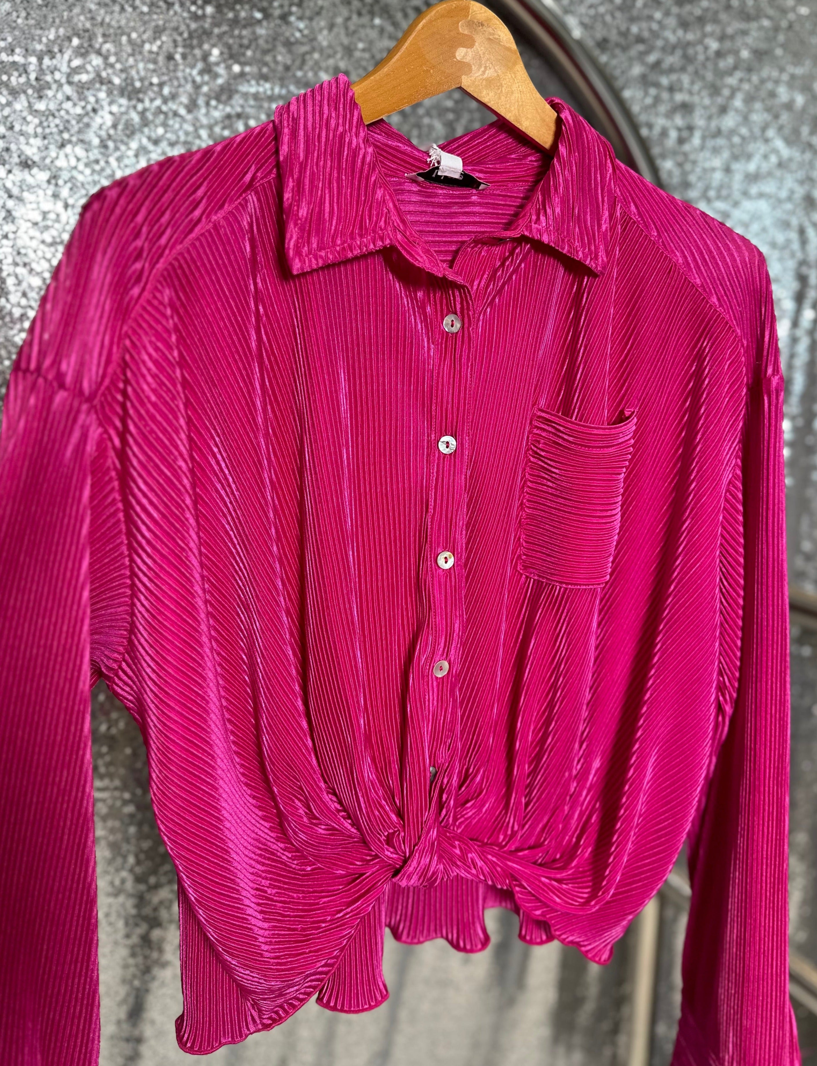 Pink Pleated Top