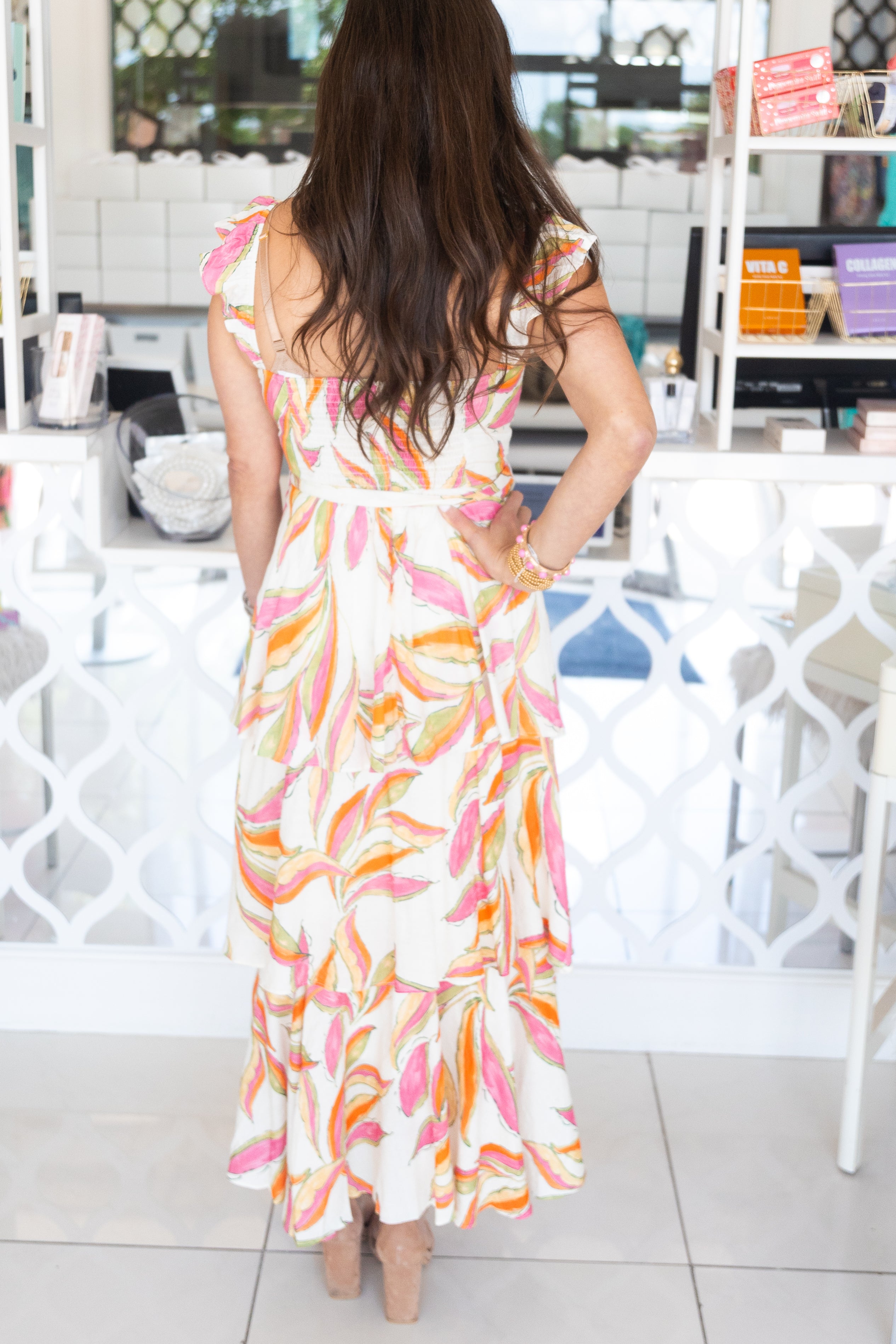 Orange and Pink Tropical Dress