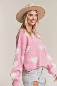 Lovely Hearts Sweater - Pink