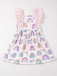Rainbow Print Ruffle Dress