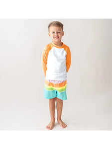 Island Rainbow Multi-Stripe Swim Trunks