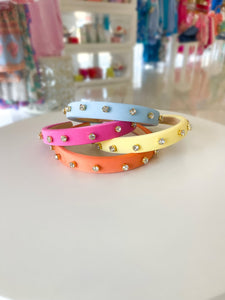 Satin Diamond Headband- Lemon