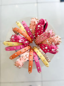Satin Diamond Headband- Lemon