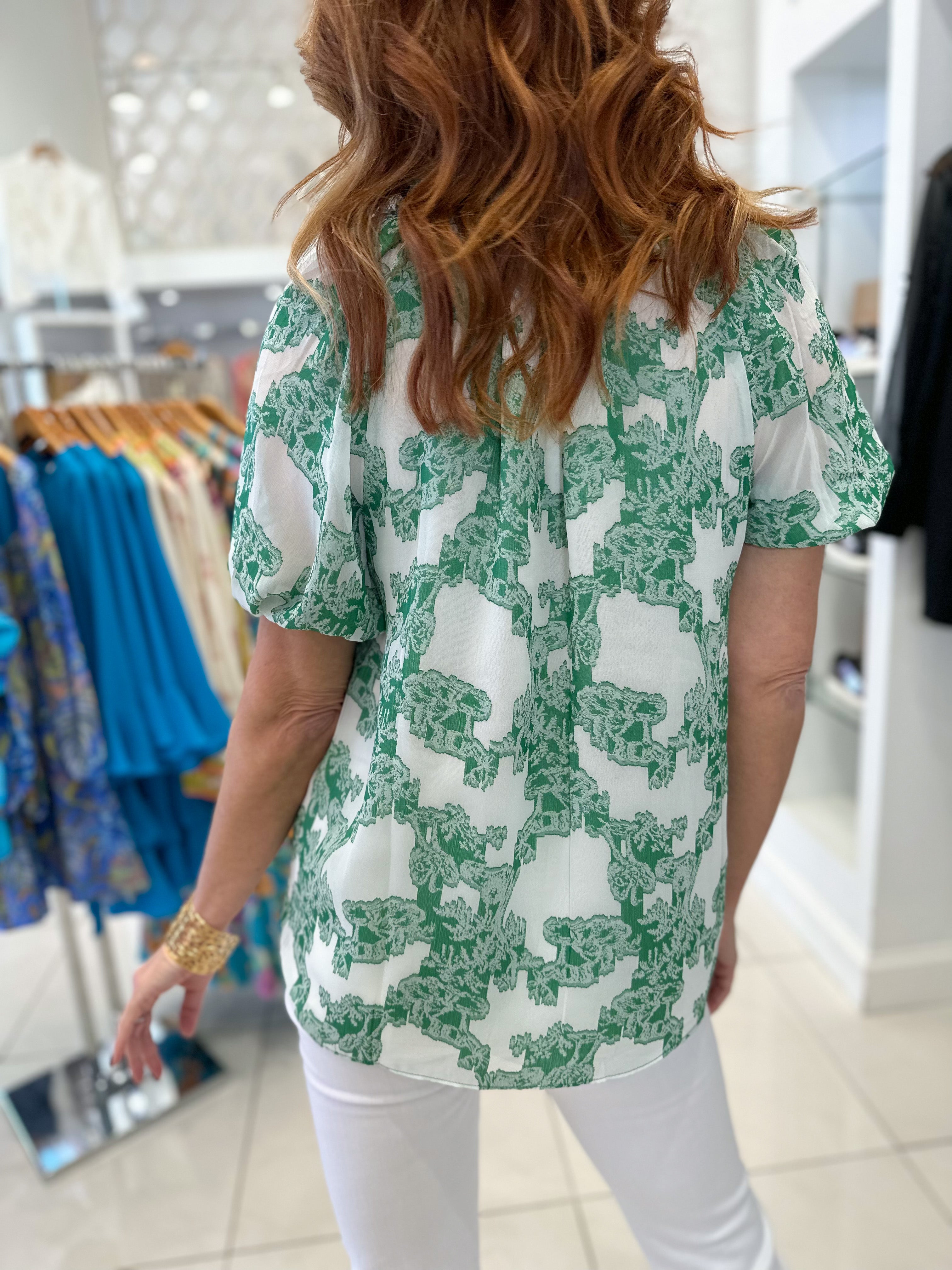 Green Print Top